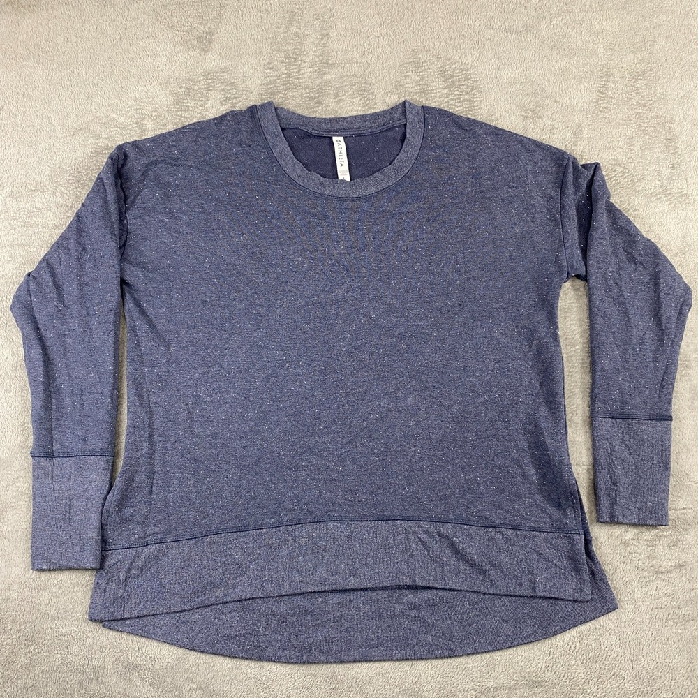 Athleta Long Sleeve Pullover Sweatshirt Blue Speckled Heathered Size L